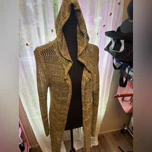 Boho knit hoodie long sleeve cardigan kimono cover up